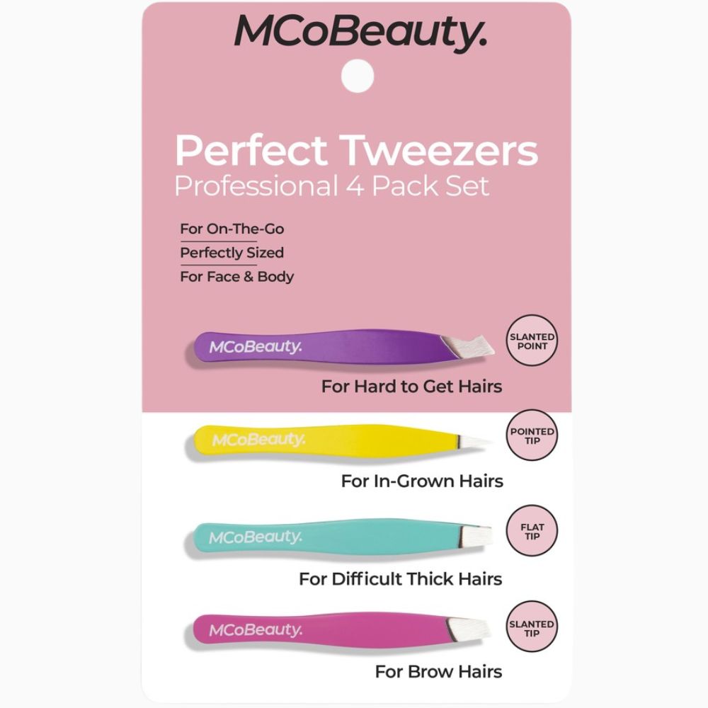 MCoBeauty Perfect Tweezers Professional 4 Pack Set