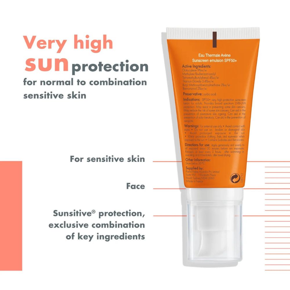 Avène Sunscreen Emulsion Face SPF 50+ 50ml